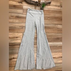 Free People Movement Superfly Flare Wide Leg Pants with Front Slit in Gray